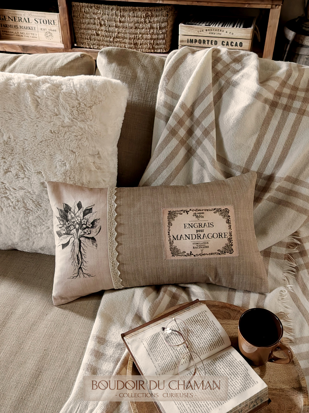 la housse de coussin Engrais pour Mandragore . illustration vintage 50X30cm – Image 4