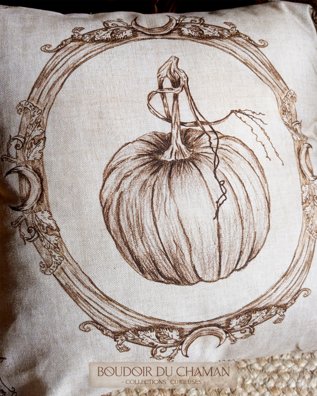 La housse de coussin Citrouille Enchantée Tartan de Noël . illustration originale 40X40cm – Image 5