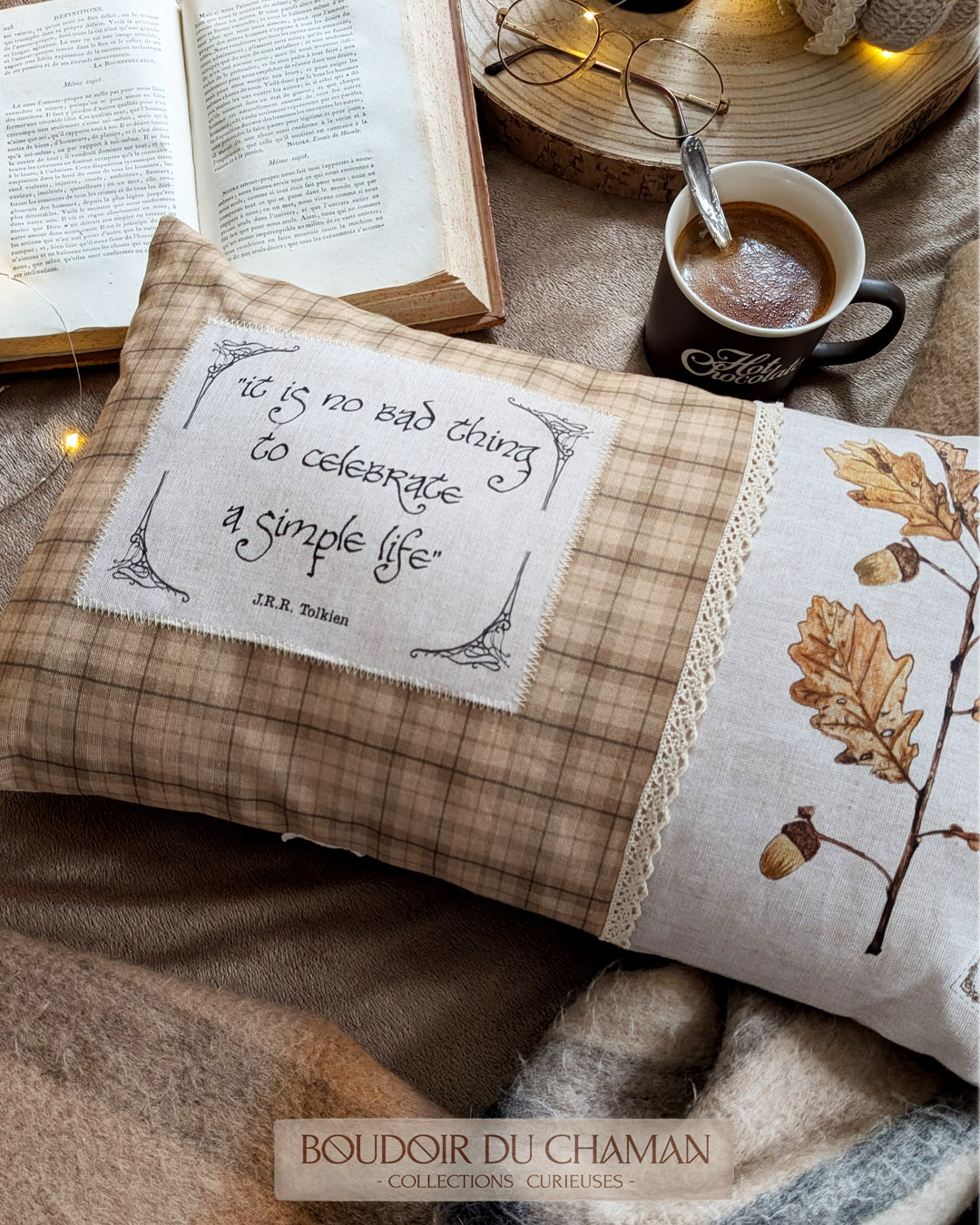 la housse de coussin Simple Life. Tartan Potiron. illustration originale du boudoir 30X50cm – Image 5