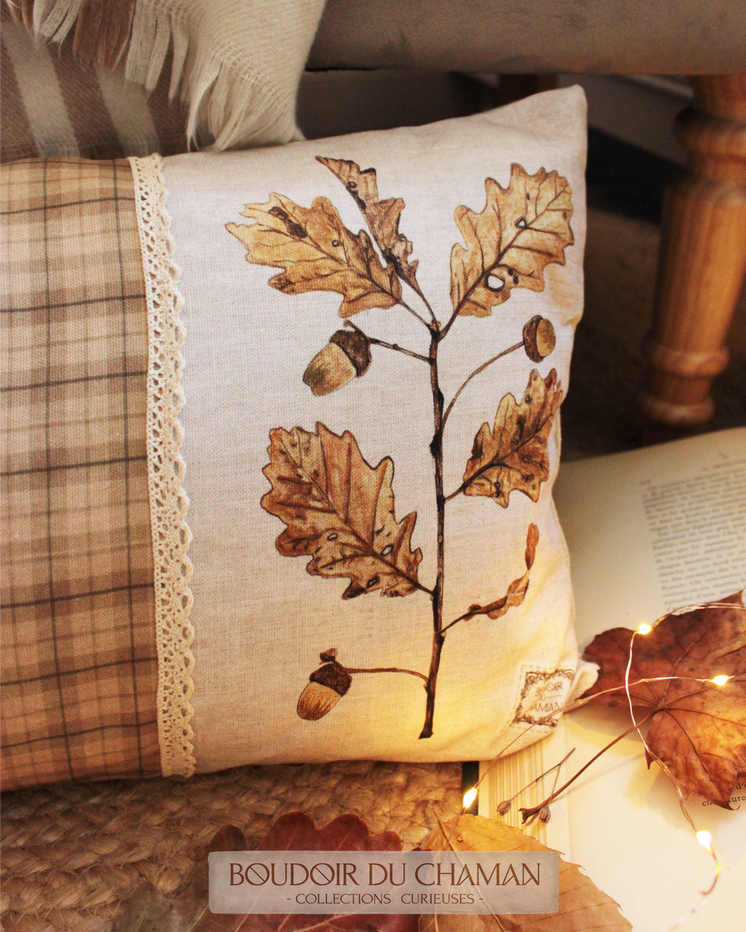 la housse de coussin Simple Life. Tartan Potiron. illustration originale du boudoir 30X50cm – Image 6