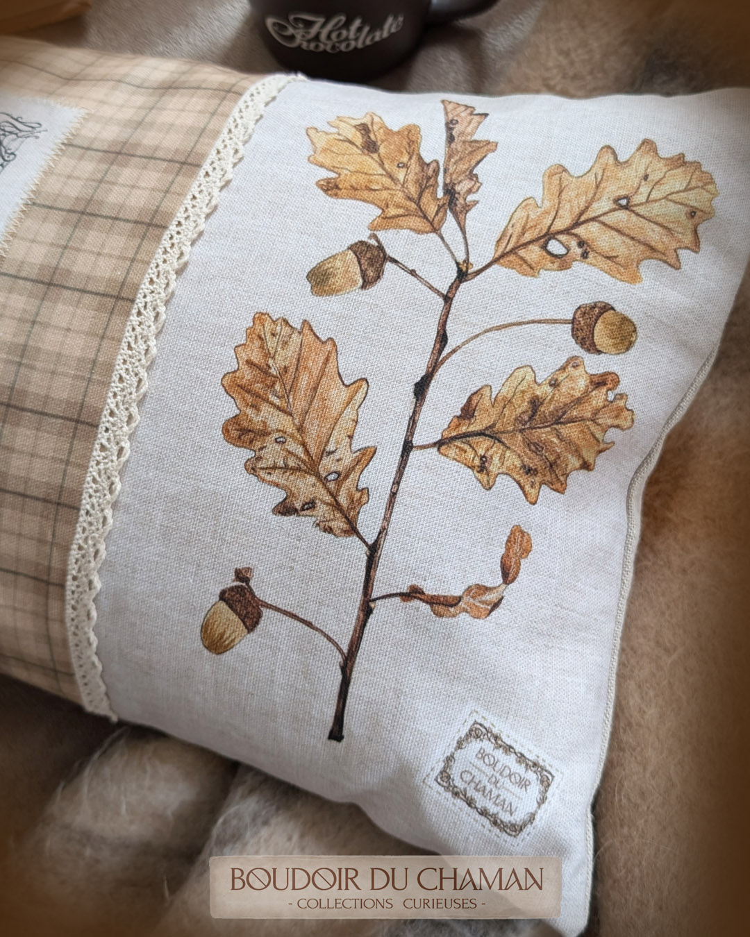 la housse de coussin Simple Life. Tartan Potiron. illustration originale du boudoir 30X50cm – Image 3