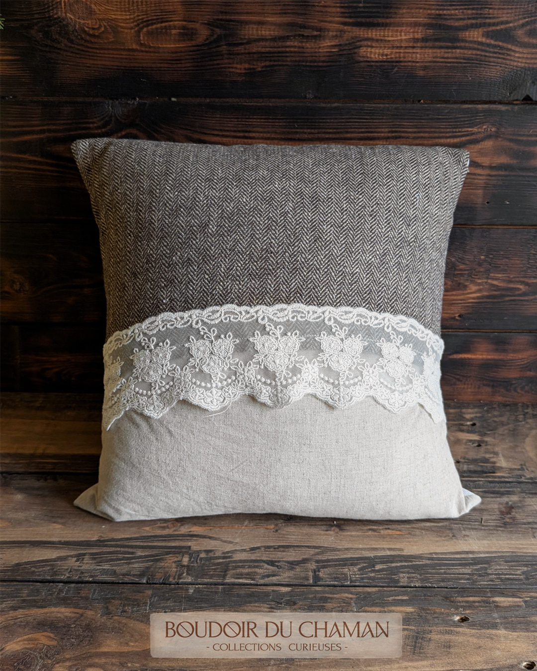 La housse de coussin Citrouille Enchantée Chevron . illustration originale 40X40cm – Image 4