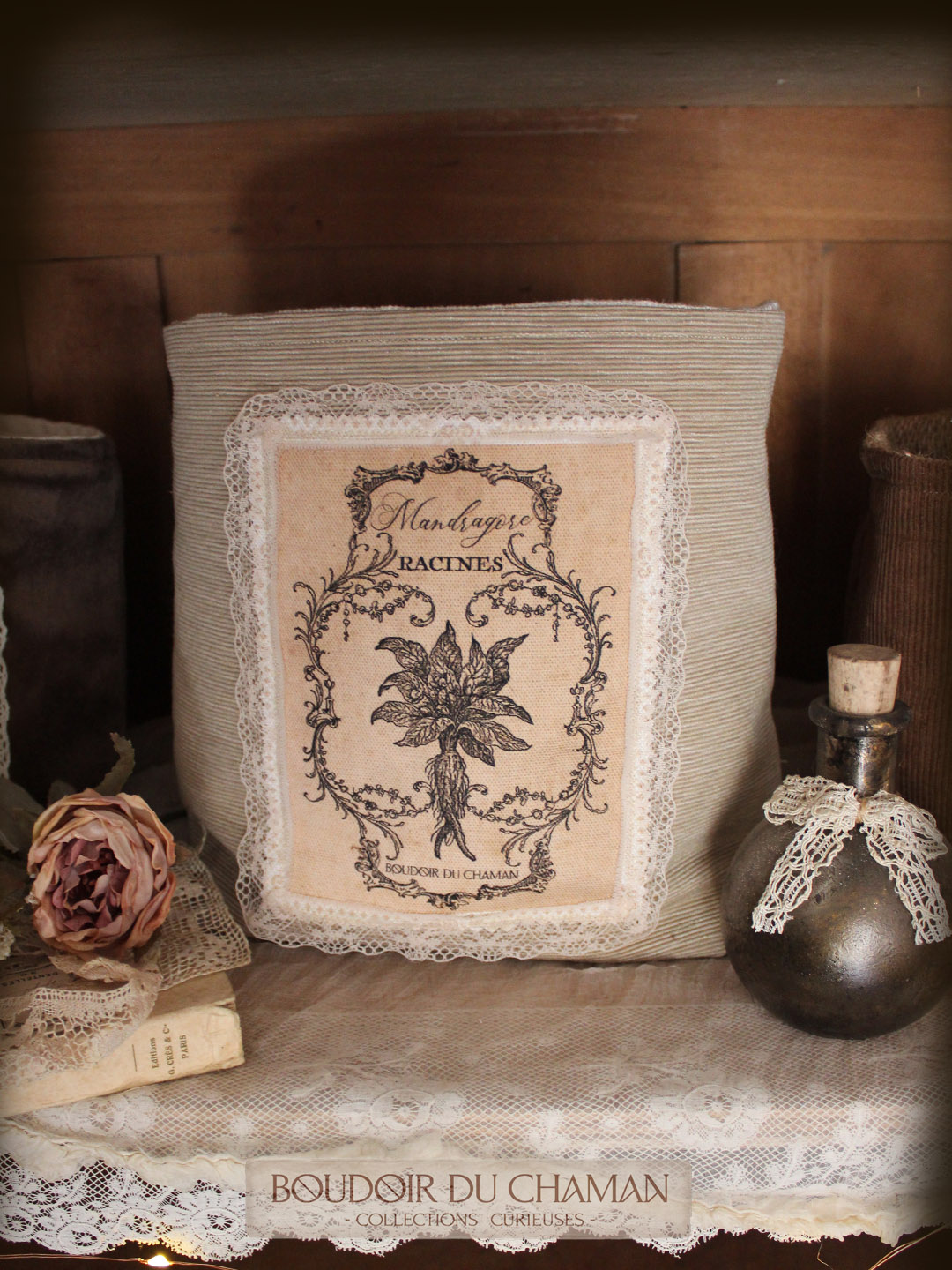 le panier souple Racines de Mandragore vanille et crème . illustration originale du Boudoir